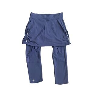 Athleta Navy Blue Contender 2 in 1 Skirt Capri Stretch Med Tall Yoga Exercise